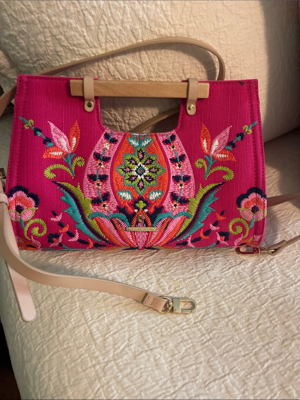 Spartina 449 Embroidered Hot Pink Women’s Shoulder Bag
